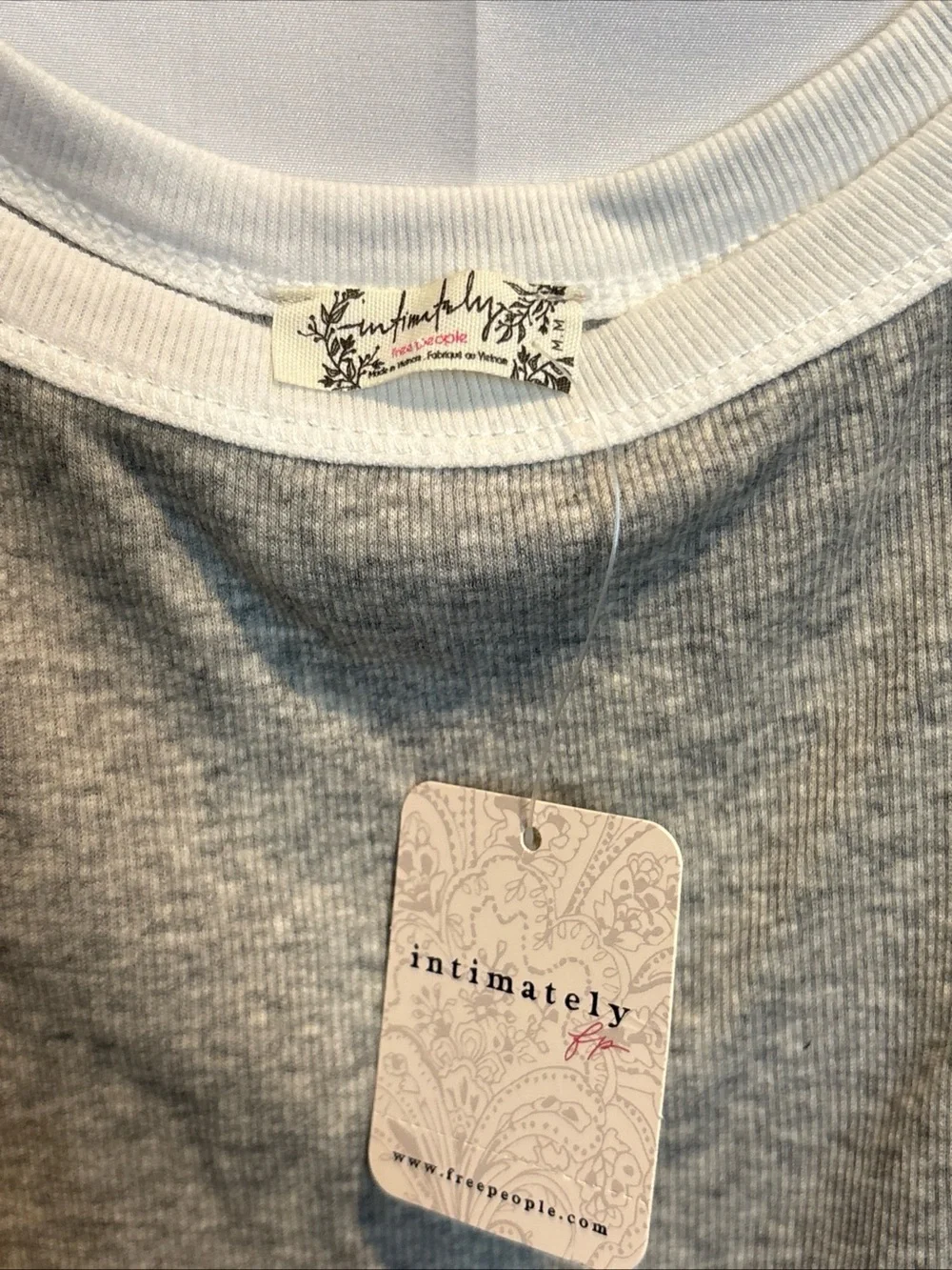 Free People Gray Tank with White Trim - Casual Scoop Neck